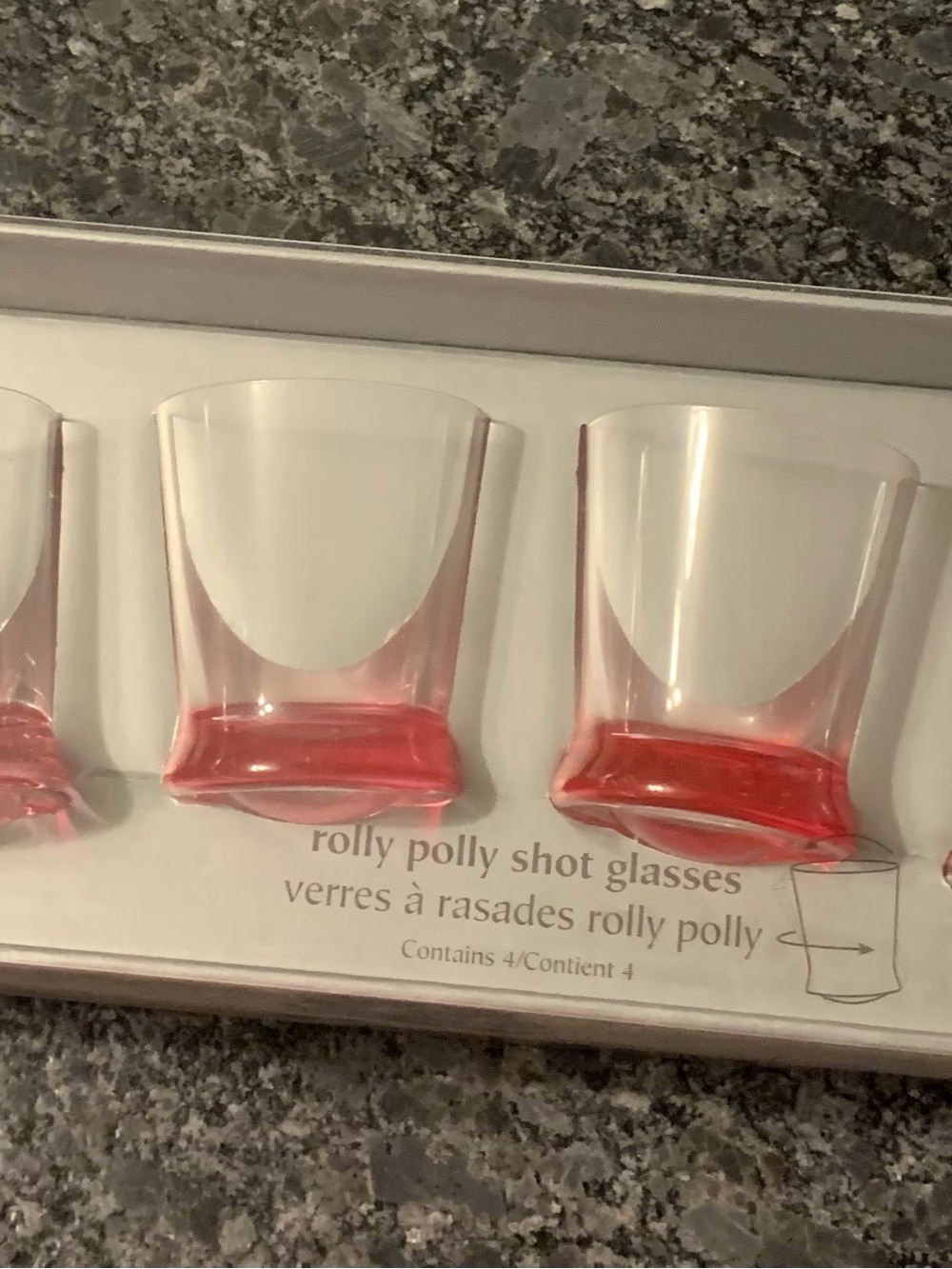 Set of 4 Pink Rolly Polly Shot Glasses – Fun Wobble-Base Party Shots